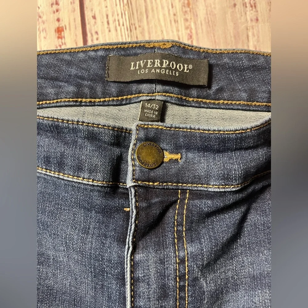 Liverpool Dark Blue Straight leg Jeans with raw hem - Picture 2 of 5